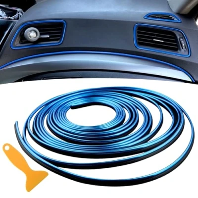 Immagine di Accessori Auto Interno Tuning Line 5M 16.4 FT Gap Fillers Modanatura interna Trim Strips Car Decorazioni Gadget Accessories fai da te Styling Interni modanature Universale (Blu)