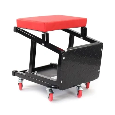 Immagine di Wiltec Sgabello da Officina con Ruote e scaletta, Carrello scaltte 2in1, Portata 160 kg, Meccanico portaoggetti scalino