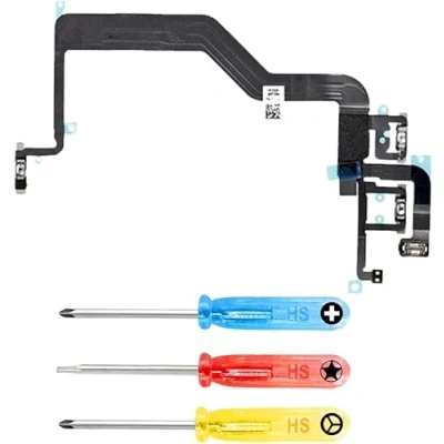 Immagine di MMOBIEL Tasto Power/Volume Pulsante Compatibile con iPhone 12/12 PRO Power On off Button/Controllo Volumo Cavo Flessibile di Ricambio incl. Interruttore Muto e cacciaviti