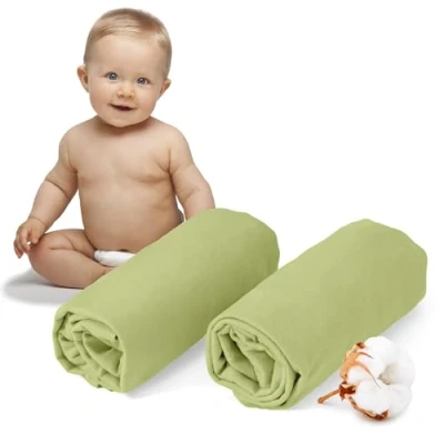 Immagine di Dreamzie Set 2 Lenzuolo con Angoli Cotone Bambini 40x80 Oeko Tex certificato Verde