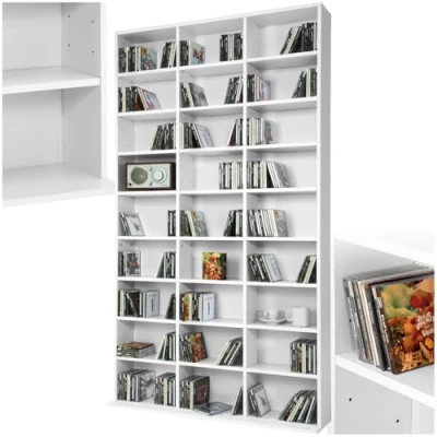 Immagine di TecTake Scaffale porta CD DVD archiviazione 1080 supporto di disponibile in diversi colori (Bianco no. 401703)