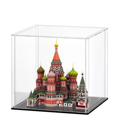 Immagine di Vetrina in Acrilico Trasparente, Teca Plexiglass Contenitori Cubo Scatola Espositiva per Collezionismo, Modellismo, Action Figure, Statuette (9x9x9inch;23x23x23cm)