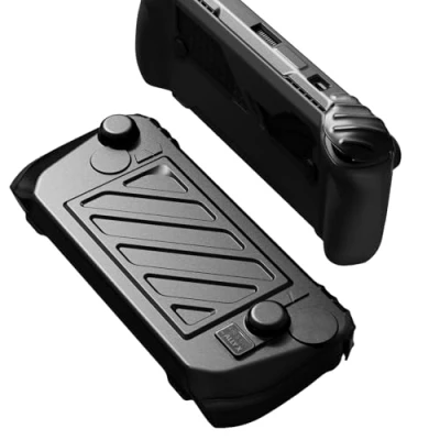 Immagine di Skull &amp; Co. Stand Grip GripCase Front Cover Bundle for ROG Ally X: Protective Case with Textured Grips Full Protection HardShell Handheld Design Smoky Black