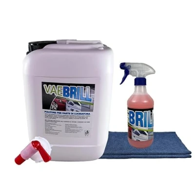 Immagine di VAEBRILL Quick Detailer Pulitore per la pulizia generale dell&#039;auto tanica 5 lt + 1 flacone da 1/2 2 panni microfibra