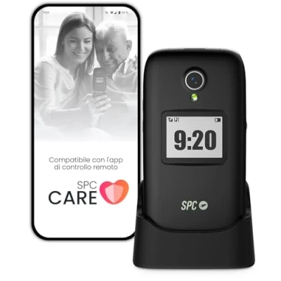 Immagine di SPC Polaris Telefono 4G per anziani con tasti grandi e tasto SOS, Compatibile app gestione remota Care (iOS &amp; Android), localizzazione GPS avvisi di sicurezza, Nero