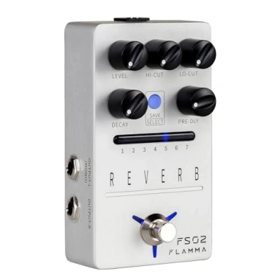 Immagine di FLAMMA FS02 Reverb Pedal effetti per chitarra stereo con 7 slot preimpostati memorizzabili riverbero sala chiesa grotta piastra mod true bypass trail on