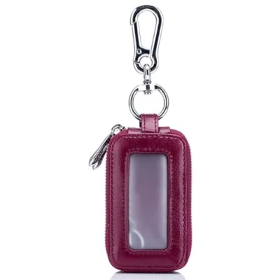 Immagine di iSuperb Portachiavi Raccoglitore Chiavi in Pelle Chiave Cuoio Organizzatore per Uomo e Donna 9.5x5x3.5cm (Viola 2)