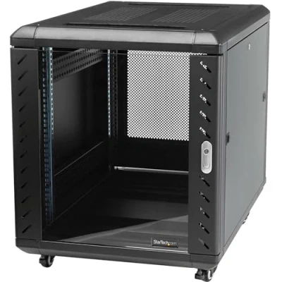 Immagine di StarTech.com Armadio rack 15U 19&quot; con Sportello in Vetro, Server 4 Montanti Serratura e Ruote, Profondità Regolabile