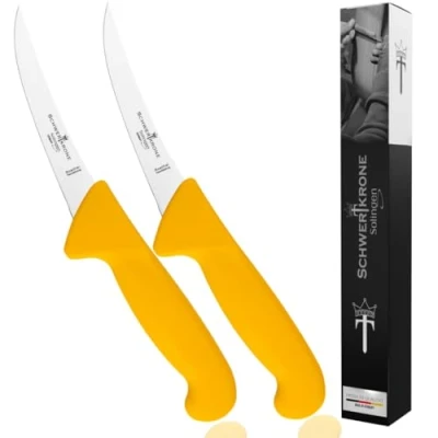Immagine di Schwertkrone Coltello da macellaio Set Solingen Germania/Attrezzatura disossare Lama lucida (coltello in 2 pezzi)