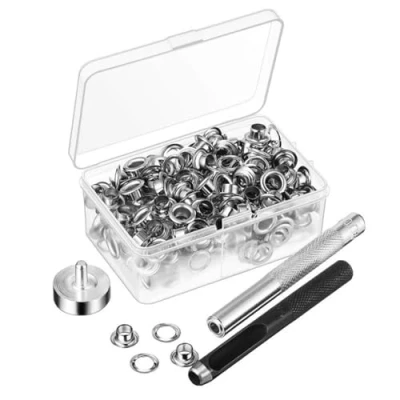 Immagine di Occhielli in Metallo per Teloni Occhiello Strumento Kit 100 Set Passacavi con Scatola di Immagazzinaggio (diametro interno 1/2 pollice)