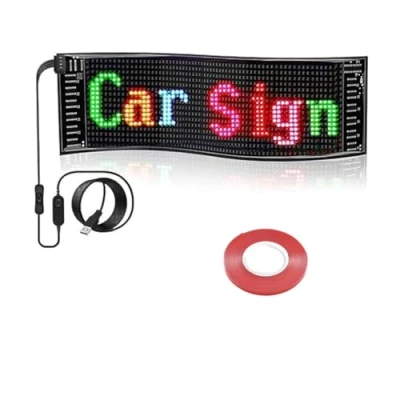Immagine di HADAVAKA Programmable LED Scrolling Sign for Car, Flexible Car Sign, Smart App Control Message Display Board, Custom Text Pattern Graffiti Party Festival (7 * 17cm)