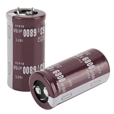 Immagine di Condensatore elettrolitico 2,5 x 5 cm, 2 pezzi 63 V 6800 uF per blocco, accoppiamento, bypass, filtro, circuito di sintonizzazione, conversione energia, controllo