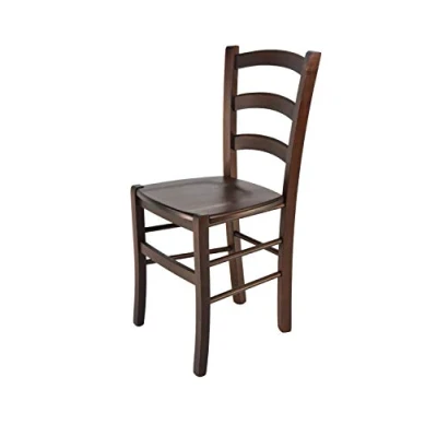 Immagine di t m c s Tommychairs Sedia modello Venice per cucina bar e sala da pranzo, robusta struttura in legno di faggio color noce scuro seduta