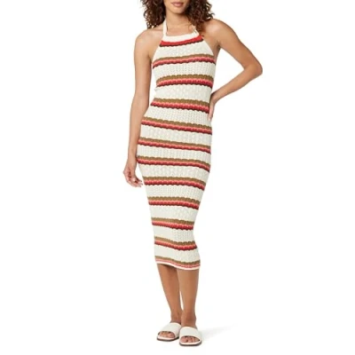 Immagine di The Drop, abito midi da donna Jayla, senza maniche, all&#039;uncinetto, strisce color betulla, XL