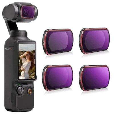 Immagine di TOMAT Set di filtri ND per DJI Osmo Pocket 3 Creator Accessori combo 4 Pack, ND16, ND32, ND64, ND256 Versione in alluminio