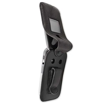 Immagine di caseroxx Borsa in pelle con clip da cintura per Doro 7050/7060 / 7070, Funda carcasa vera (con finestra trasparente) nero