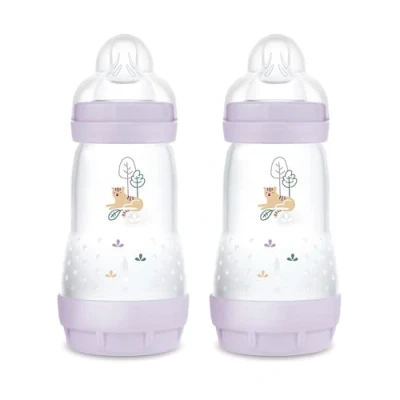 Immagine di MAM Easy Start Anti Colic Set di 2 biberon (260 ml), particolarmente ben accettato, con valvola a fondo contro coliche e tettarelle, misura 1, 0 mesi, tigre