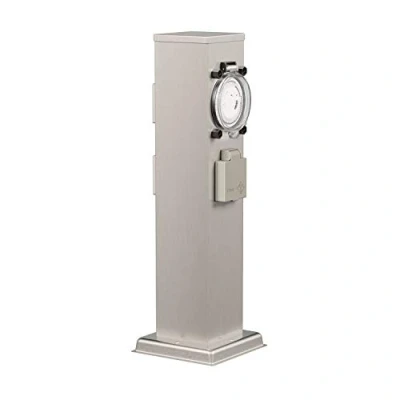 Immagine di ledscom.de presa di corrente da giardino POLLY per esterno, IP44, timer/scatto, 3 vie, acciaio inox, angolare, 38 cm, giardino,