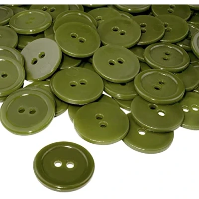 Immagine di AERZETIX C56435 Set di 50 bottoni per cucire rotondi Ø20x2.2mm con 2 fori 32L L32 colore verde militare in plastica diametro apertura 2mm merceria/abbigliamento/moda