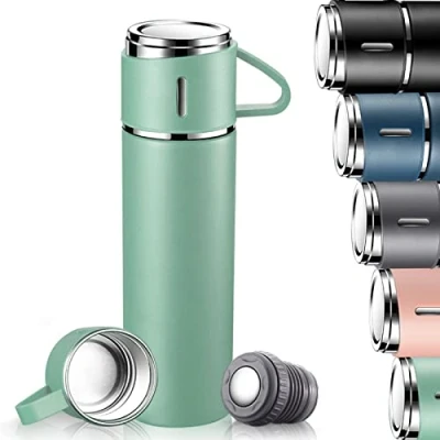 Immagine di Borraccia Termica 500ml, Termos con Coperchio a Prova di Perdite, Bottiglia Acqua in Acciaio Inox Riutilizzabile, Portatile, 10 ore Caldo/12 Freddo per Tè e Caffè (Verde)