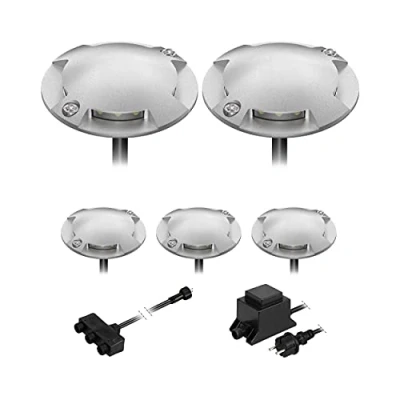 Immagine di ledscom.de Lampada da terra a LED Bunda, 4 lampade, per esterni, passabile, bianco freddo, set di 5