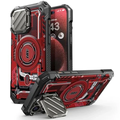 Immagine di SUPCASE RedCircuit Custodia per iPhone 15 Pro Max con supporto [compatibile MagSafe] [custodia fotocamera integrata] [protezione di grado militare] magnetica resistente