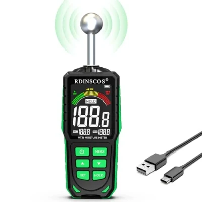 Immagine di Misuratore di umidità del Legno, Igrometro Digitale Professionale Rilevatore per Legni, Muri e Pavimenti Tester (MT36)