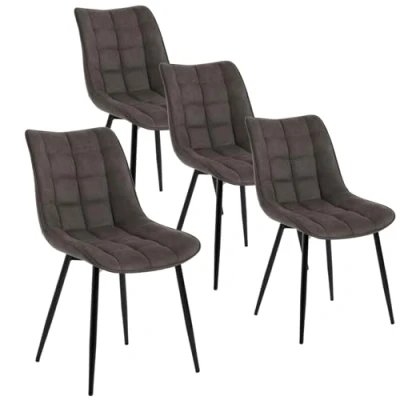 Immagine di WOLTU BH247dgr 4 4X Sedie Sala da Pranzo Sgabello Imbottito con Rivestimento in Tessuto Grigio Scuro