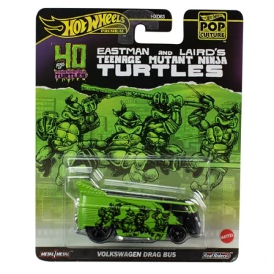 Immagine di Hot Wheels Tartarughe Ninja TMNT Teenage Mutant Turtles modellino Furgone VW DRAG BUS Die Cast Scala 1:64 lunghezza 8cm HVJ46