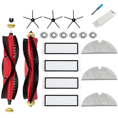 Immagine di JoyBros Pezzi di Ricambi Accessori Kit per Xiaomi Roborock S5 Max S6 Pure maxV E4 E5 3x Spazzola Laterale Nero 2x Rulli Principale Filtri Panni 6x l&#039;acqua (19 Pack)