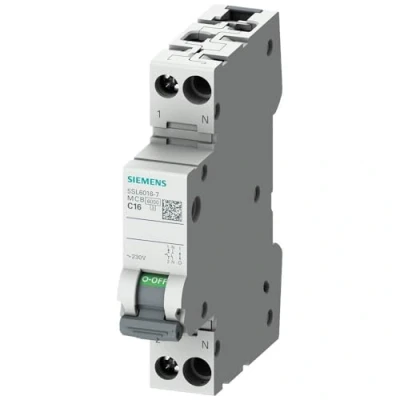 Immagine di Siemens, Interruttore, 5SL6010 6 INTERRUTTORE DI PROTEZIONE CAVI 230V 6KA 1+N polo.