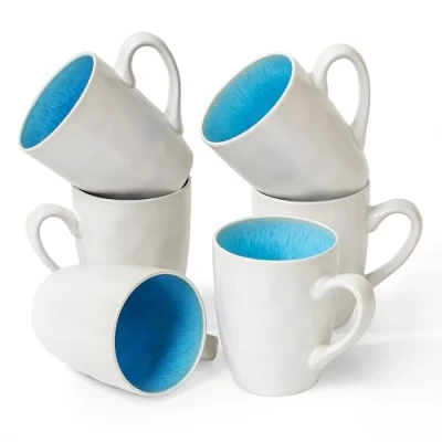 Immagine di MIAMIO 6 x 350 ml tazze da caffè/tazze set in gres ceramica stoviglie fatto a mano Collezione Lumera (blu)
