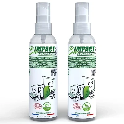 Immagine di 2 spray per schermi di computer, smartphone, occhiali, 250 ml, naturali certificati ECOCERT
