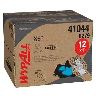 Immagine di WypAll panni per la pulizia X80 Power Clean 8279 riutilizzabili 1 BRAG Box da 160 assorbenti bianchi