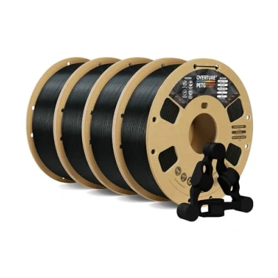 Immagine di OVERTURE Filamento PETG 1.75mm, 4kg Bobina(8.8lbs), Neatly Wound Durevole Filament per Stampante 3D, Precisione Dimensionale +/ 0.02 mm, 3D Printer (Nero 1kg*4)