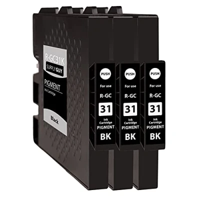 Immagine di Supply Guy 3 cartucce compatibile con Ricoh GC 31 BK Nero per Aficio GX E3300 E2600 E3300n Series E3350n