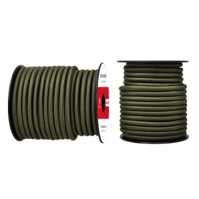 Immagine di Abma Cord Corda Elastica 8mm 20M di Gomma Cavo Elastico Marino per Teloni, Tende e Bagagli Verde Oliva