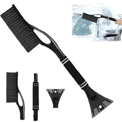 Immagine di PTBWS 2 in 1 Raschietto Ghiaccio,Spazzola Neve con Raschietto,Raschietto Rimovibile,60 Cm di Lunghezza Impugnatura Antiscivolo e Isolante,per Parabrezza Robusto Scopa (A)