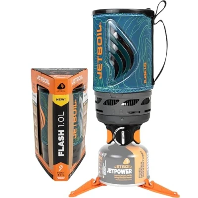 Immagine di Jetboil Flash Stufa portatile a ebollizione rapida da 1,0 l, per campeggio e zaino in spalla, con accensione automatica 1 passaggio, nuovo il 2025, bruciatore propano/isobutano tazza di