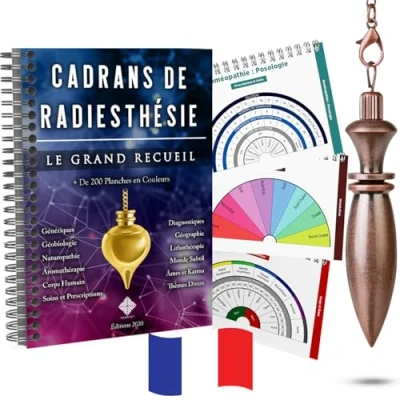 Immagine di Quadranti di Radiesthesie Più 200 tavole per Pendolo Divinatorio in Francese (formato A4 a spirale) e Radiestesia Egiziana Ottone Antico [Soddisfatto o rimborsati]