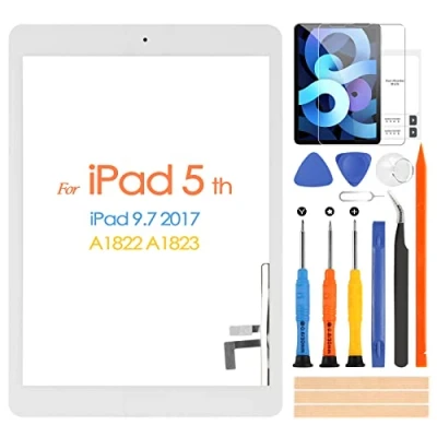 Immagine di ARSSLY Touch Screen per ipad 9.7 2017 A1822 A1823 Digitizer Schermo 5 con Home Buttone, Touchscreen Sostituzione 5th Kit de Riparazione, (Non LCD Display) (Bianco)