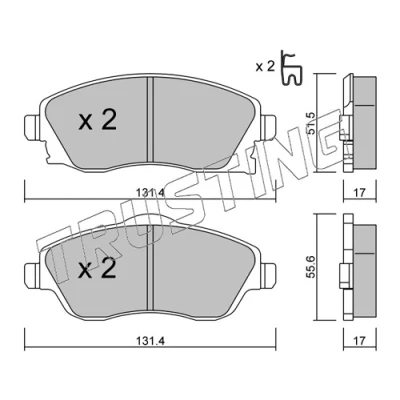 Immagine di TRUSTING 349.0 Kit pastiglie freno con segnalatore acustico usura OPEL: Meriva A, Corsa C Hatchback, Combo Van / Station Wagon