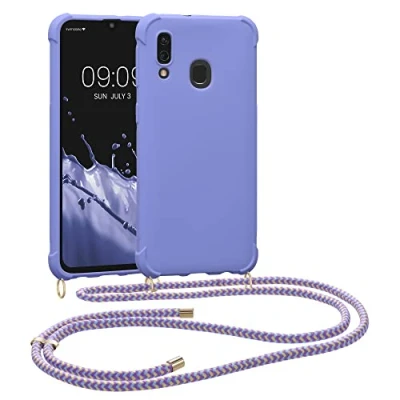 Immagine di kwmobile Custodia Compatibile con Samsung Galaxy A40 Cover Back Case in Silicone TPU Protezione Smartphone Cordino lavanda