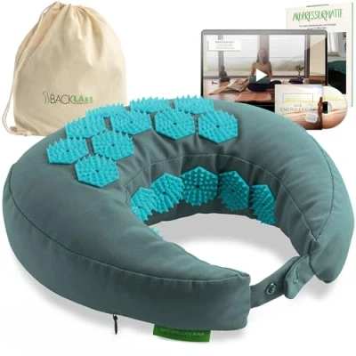 Immagine di BACKLAxx ® Cuscino per digitopressione, utilizzabile su entrambi i lati, misto lino di alta qualità, materiali sostenibili, 27 x cm, imbottitura grano saraceno