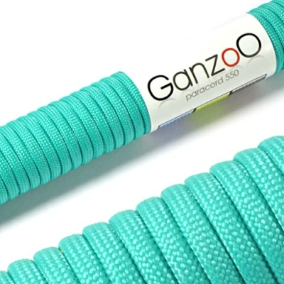 Immagine di Ganzoo Paracord 550, corda da 4mm, 15 Metri, Poliestere, Tipo 3 7 fili interni, fai te guinzaglio per cani collare bracciale, campeggio sopravvivenza e multifunzione, turchese