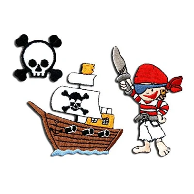 Immagine di Set pirata nave bambini Toppe termoadesive Patch Toppa ricamate, misura: 0 x cm
