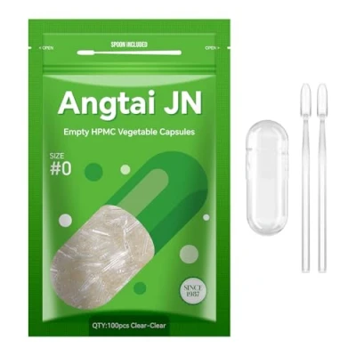 Immagine di Angtai JN Capsule Vuote Vegetali Taglia 0 Chiavi per Riempimento con 2 Micro Cucchiai, Fai Da Te Compatibili Dimensioni di 0, 100 Unità