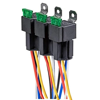 Immagine di Gebildet 3 pezzi 12V Auto Fusibile Relè con Presa Filo, 30A ATO/ATC a Lama, 5 Pin SPDT On/Off Elettrici Automobilistici 12AWG Filo Pesante
