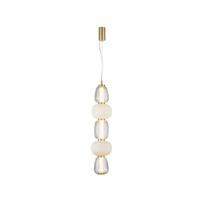 Immagine di LOOM DESIGN Lampada a sospensione LED Pearl 5 in vetro ambra/oro altezza