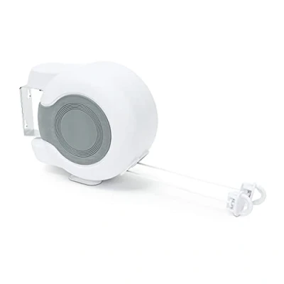 Immagine di Relaxdays Filo Stendibiancheria Allungabile, Fino a 26 Metri, Plastica, Sistema Rullo, Balcone e Giardino, Bianco, unità